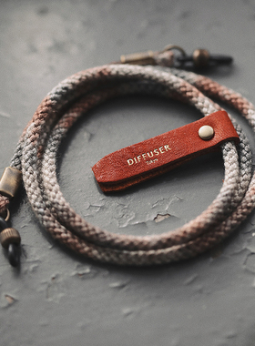 Diffuser新款日本手工制造意大利真牛皮复古麻绳眼镜挂绳装饰吊链