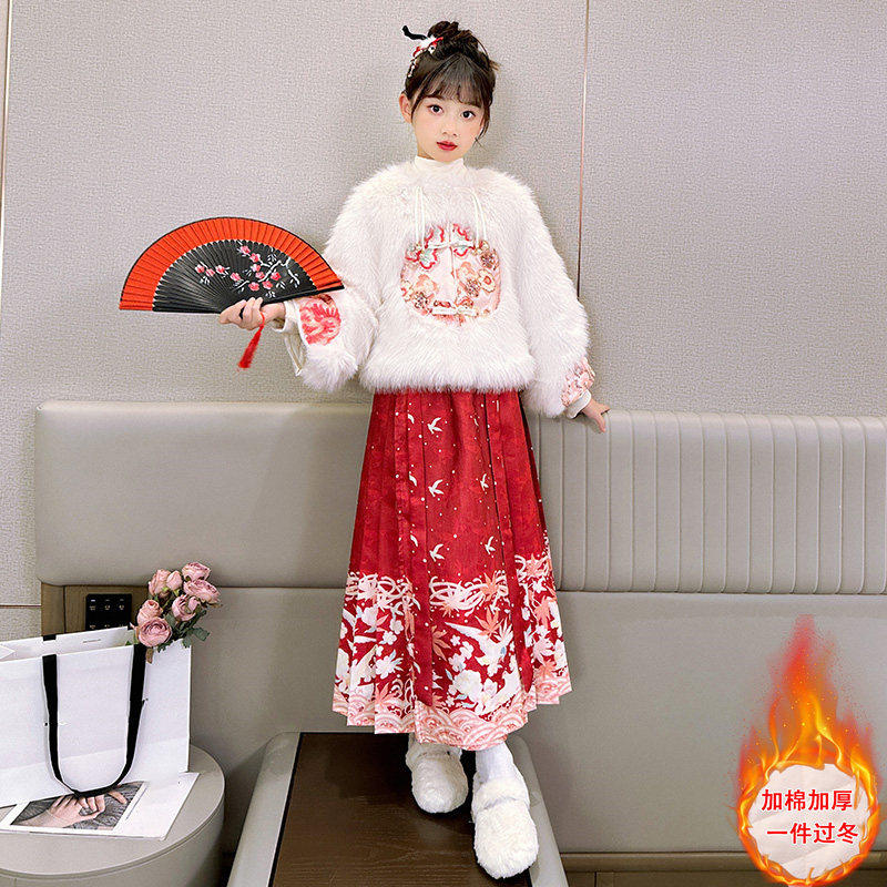 NEXT JANSO马面裙女童冬季加厚中国风儿童加绒夹棉仿皮草中式外套,童装/婴儿装/亲子装,汉服,淘宝优惠券,粉丝福利购,淘宝优惠卷