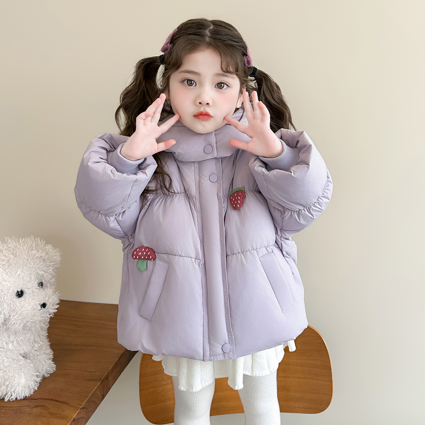 女童冬季加厚白鸭绒韩版羽绒服