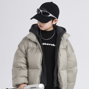 NEXT JANSO男童韩系假两件羽绒服韩式立领面包服90白鸭绒保暖外套