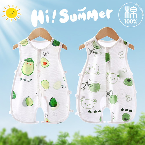 婴儿琵琶连体衣服夏季薄款