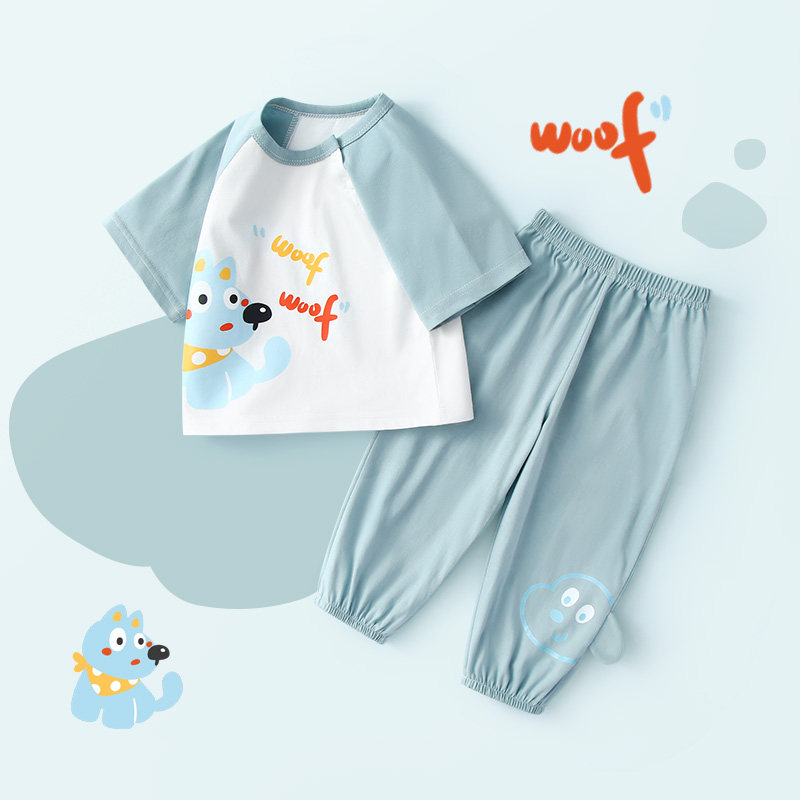 男宝夏日短袖套装薄款女童夏季长裤纯棉套装婴儿帅气衣服2026新款