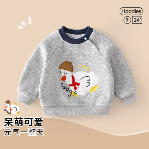 秋冬春男女复合可爱圆领套头上衣