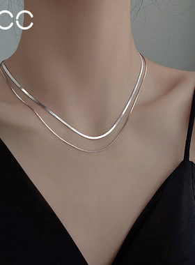 ACC双层蛇骨链女925纯银轻奢小众设计项链锁骨链2025新爆款高级感
