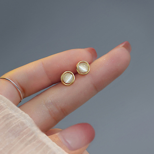 ACC猫眼石耳钉2025年新款 高级感女999纯银轻奢小众耳环耳饰品 爆款