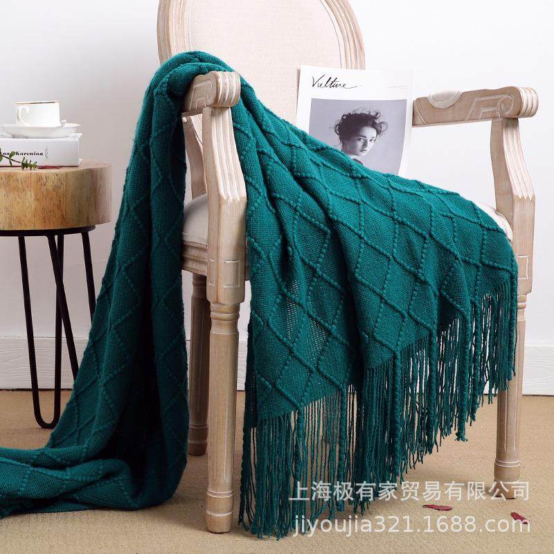 北欧复古菱格针织毛线毯1.8米床尾搭毯民宿装饰毯沙发毯休闲毯,床上用品,休闲毯/毛毯/绒毯,淘宝优惠券,粉丝福利购,淘宝优惠卷