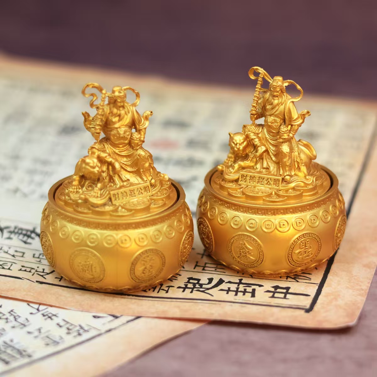 赵公明聚宝盆摆件可旋转