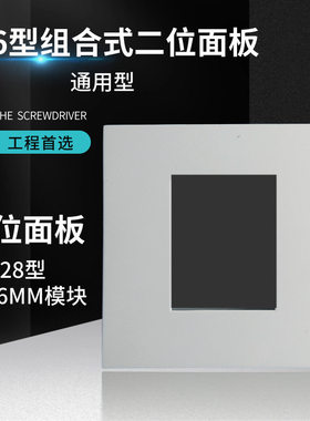86型2位空白可装128型23x36MM毫米多媒体组合式墙壁插座双孔面板