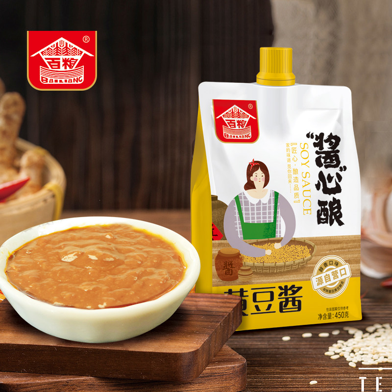 百粮东北大酱 黄豆酱  营口特产 焖烧炖蒸拌 450g*6 六袋包邮