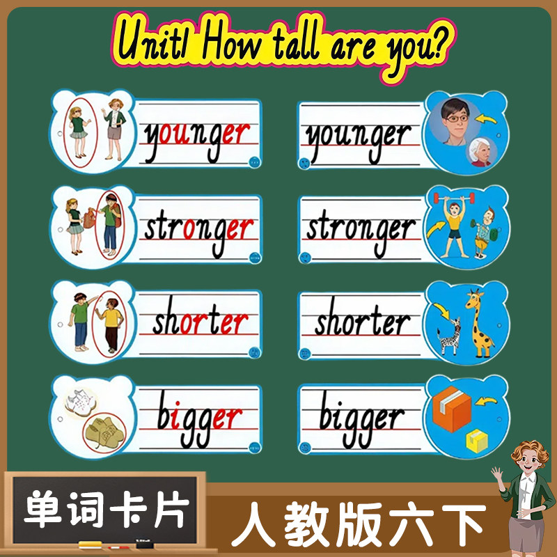 PEP英语6下四线三格单词板书卡片