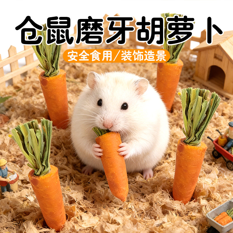 仓鼠磨牙棒零食金丝熊胡萝卜兔子磨牙石可吃草饼磨牙专用玩具造景