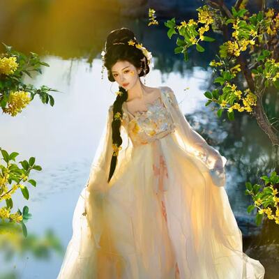 【婵娟】原创美人图系列重工刺绣唐制诃子裙汉服女新品