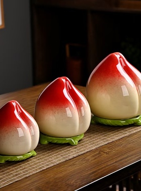 寿桃子茶叶罐桌面摆件装饰品