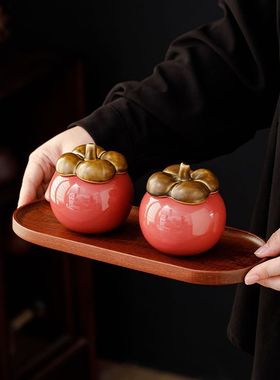 金龙堂创意山竹茶叶罐装饰摆件