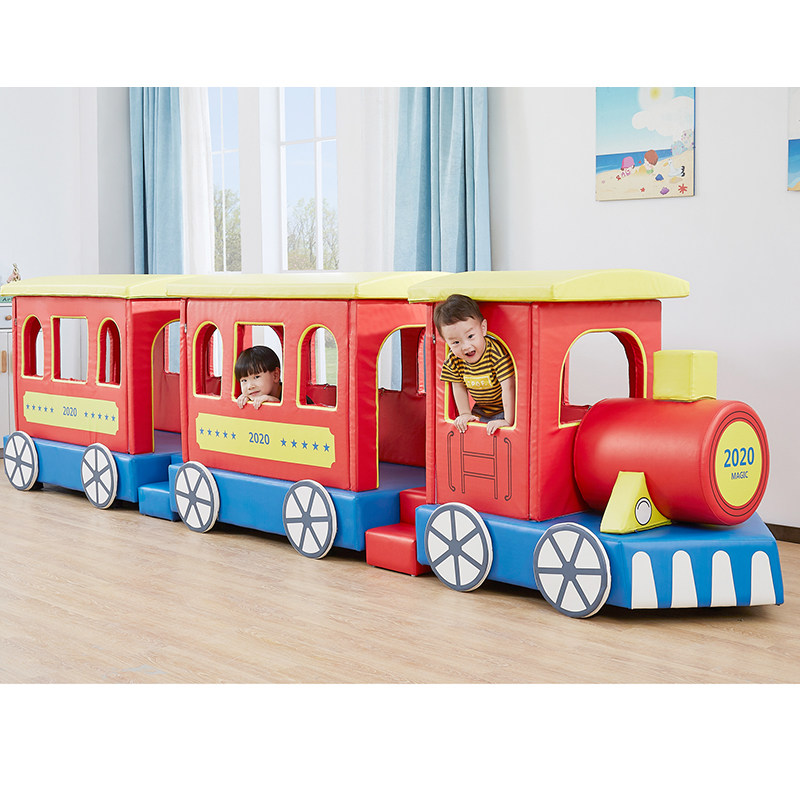 软体小火车爬行组早教亲子园嘟嘟火车头儿童体能训练软包钻爬组合