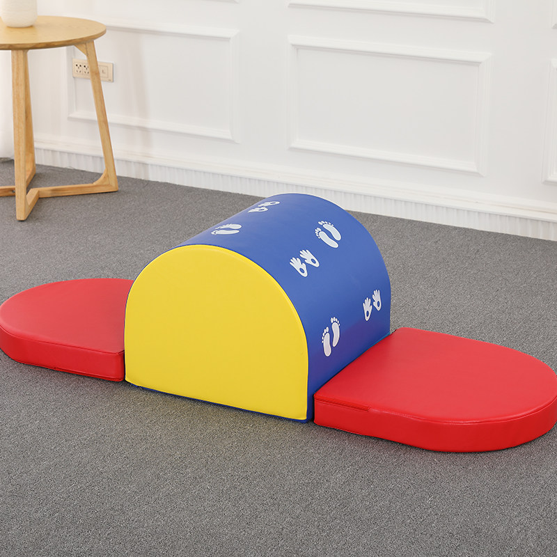 欧标早教半圆爬道软体组合教具儿童软包台阶体能攀爬滑梯训练器材
