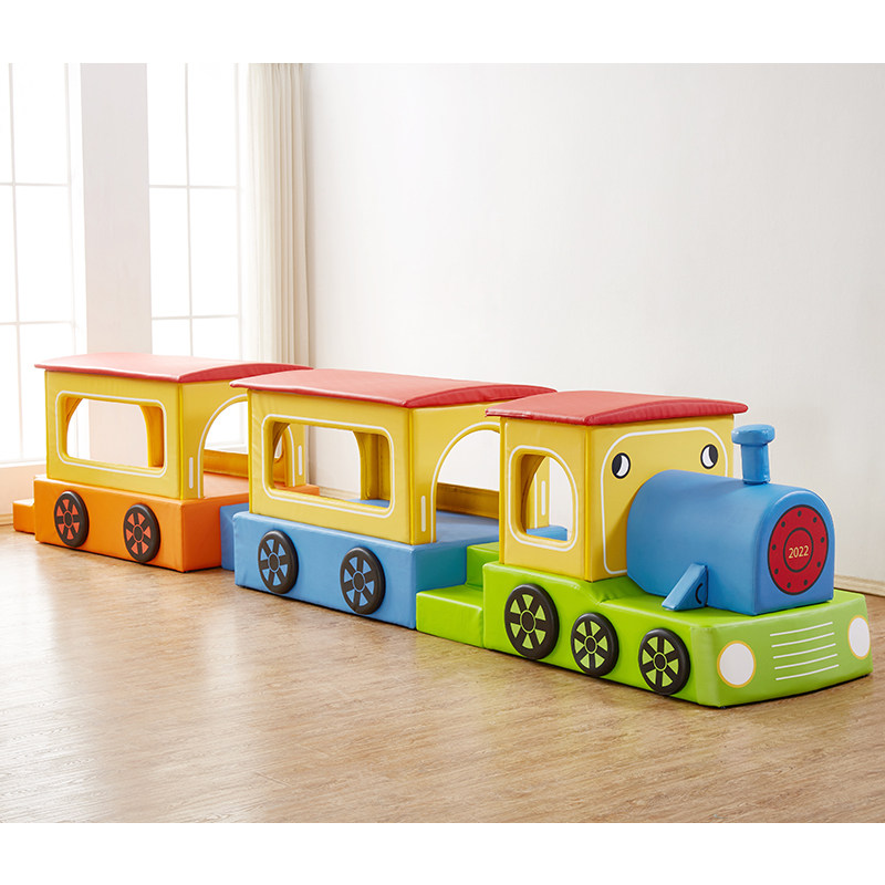 火车游戏中心爬行早教亲子园嘟嘟火车头儿童体能训练软包钻爬组合