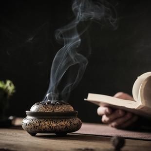 茶道禅意创意摆件 陶瓷珐琅彩香炉家用室内大号供奉盘香檀香炉