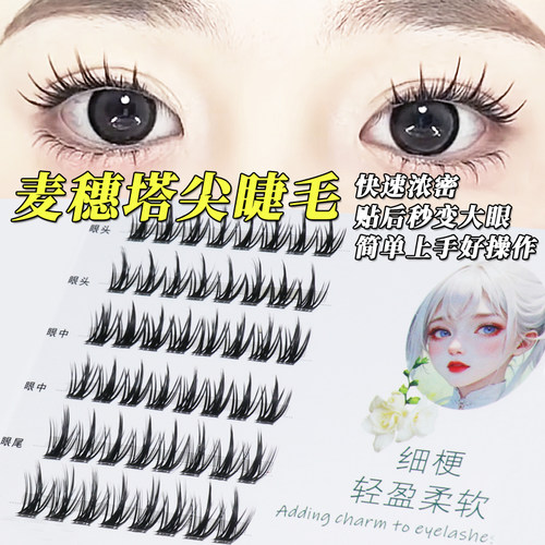 可爱狗狗眼犬系圆眼假睫毛懒人鱼尾三部曲麦穗分段式单簇自然灵动