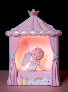 创意礼品宝贝天使之翼城堡灯星星灯少女心ins风房间装饰品摆件