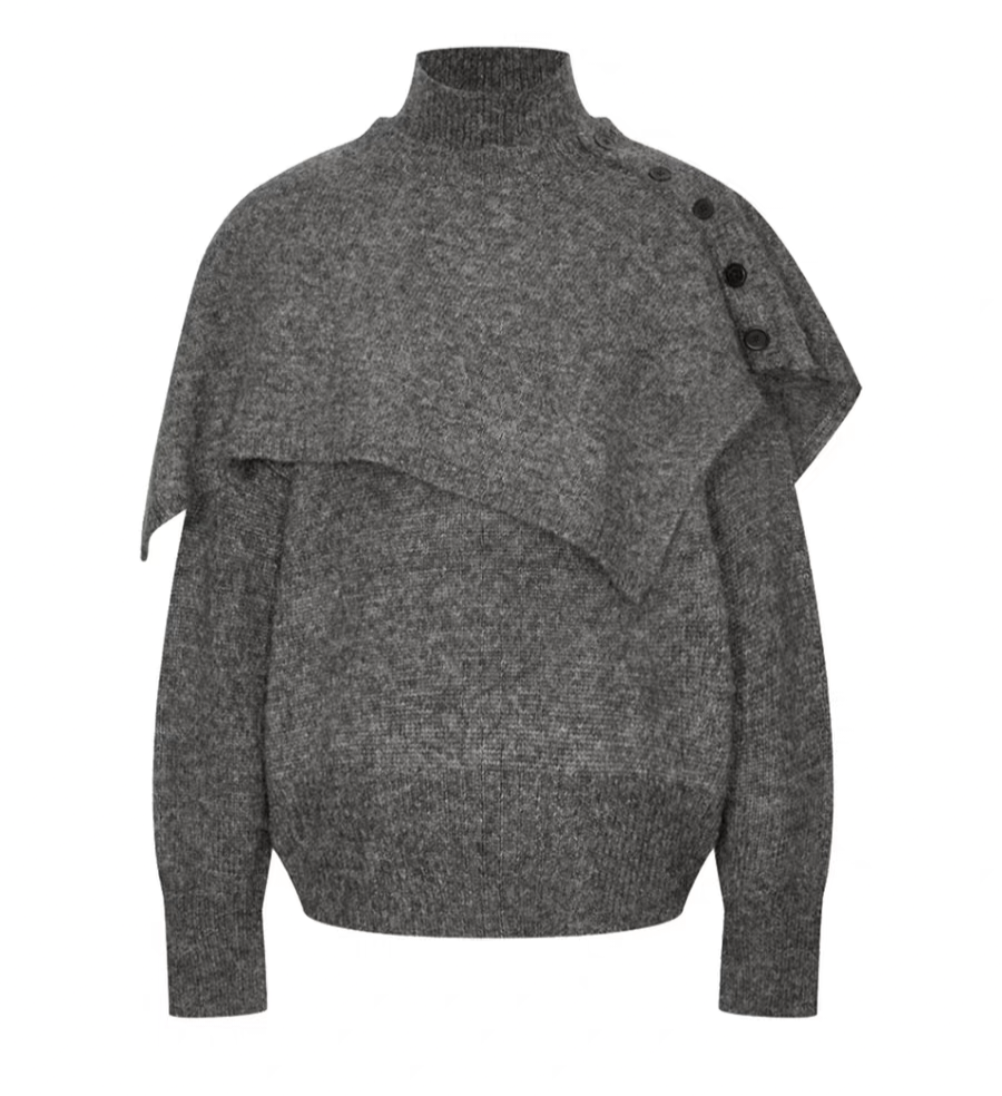 VM NY NB UR2025冬时尚百搭慵懒风两件套披肩设计感针织衫上衣女