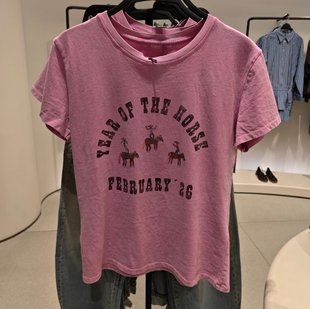 VM NY NB UR2026春休闲复古字母印花圆领短袖T恤上衣女1277022 z