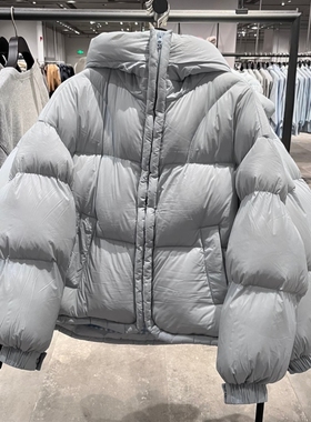 VM NY NB UR2025冬时尚百搭休闲风绗缝连帽泡芙宽松羽绒服外套女