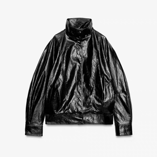 VM NY NB UR2025秋飞行员机车风立领拉链皮衣夹克外套女3548251 z