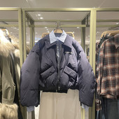 新格纹衬衫 领假两件拼接VM 90白鸭绒2025冬季 UR羽绒服女厚