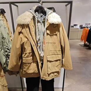 VM NY NB UR白鸭绒2024冬休闲拼接毛领宽松保暖派克羽绒服外套女