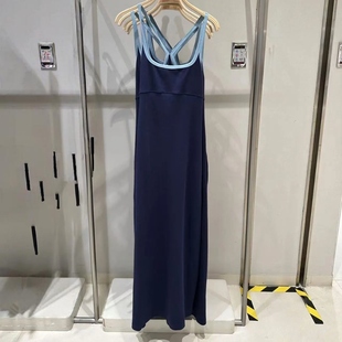 VM NY NB UR2025夏时尚氛围感气质撞色露背修身吊带连衣裙长裙女