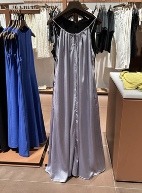 明星同款VM NY NB UR2025夏宽松显瘦度假波嘻风紫色吊带连衣裙ins