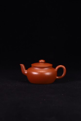 闪购 宜兴紫砂壶全手工朱泥小平盖壶110CC家用手工泡茶壶小号茶具