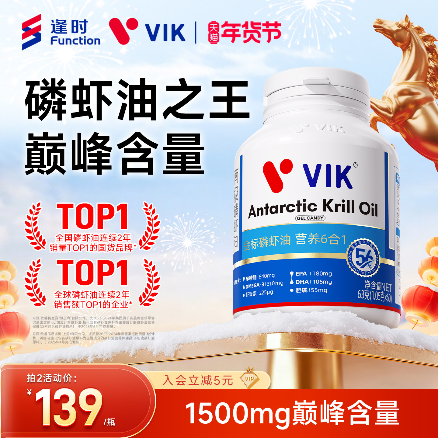 逢时VIK1500mg纯南极深海磷虾油官方旗舰店正品56%海洋磷脂omega3,保健食品/膳食营养补充食品,鱼油/深海鱼油,淘宝优惠券,粉丝福利购,淘宝优惠卷