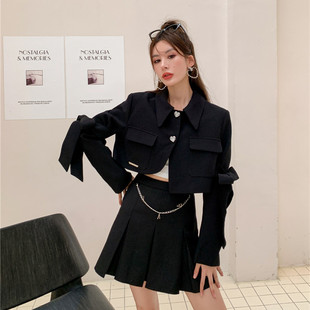 设计感蝴蝶结绑带小西装 官方旗舰店 字母链条多折半裙 Freedom