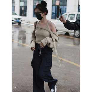 Vena Label 灯笼袖 工装 虞书欣同款 针织背心连帽开衫 长裤 折