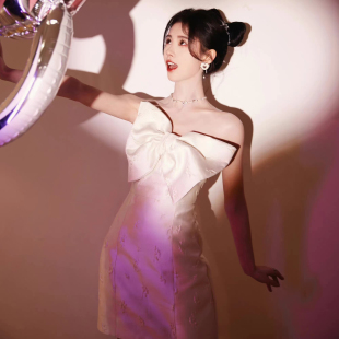 摘星物语蝴蝶结抹胸提花连衣裙西装 Lazar Susan 外套木兰 折`