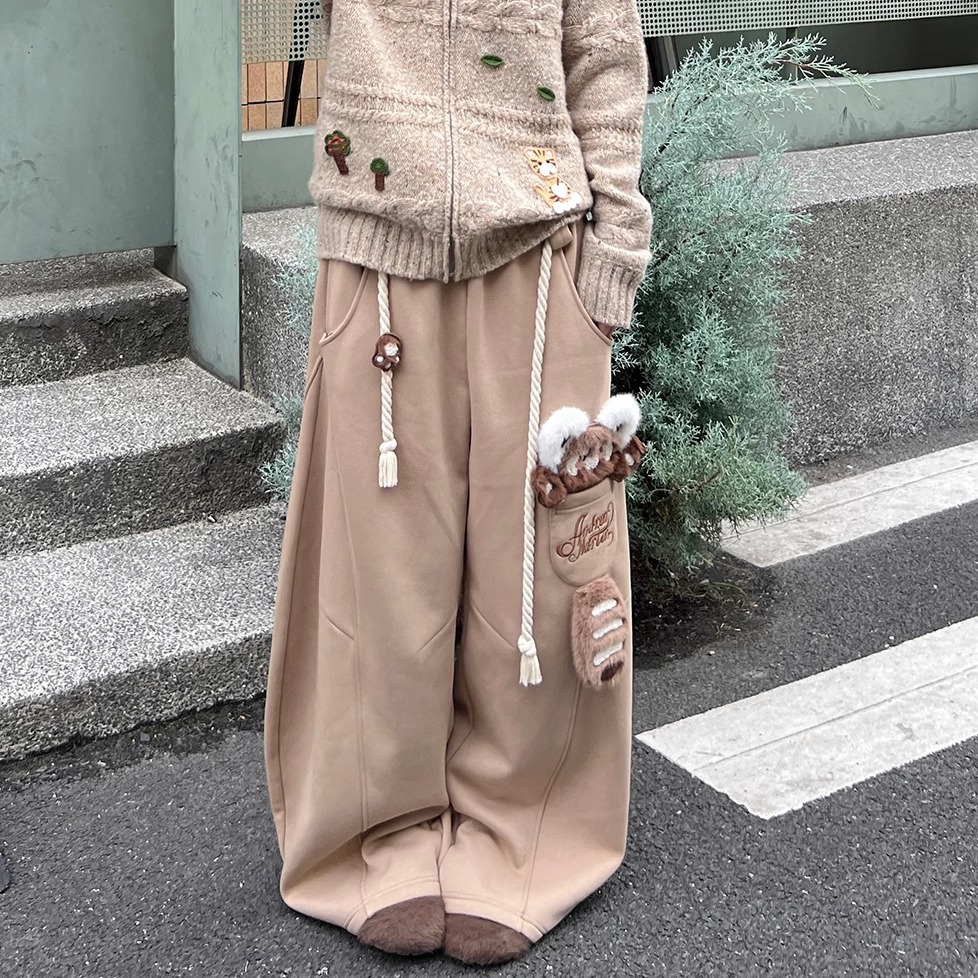 Andrea Martin 2025AW  驼色小熊猫卫裤 灰色考拉卫裤