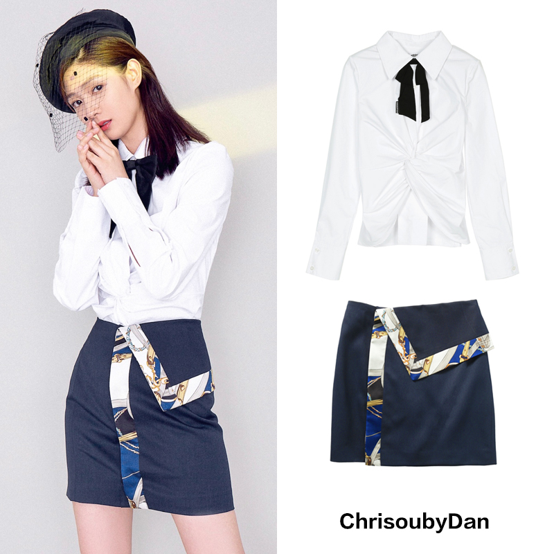 【SM】CHRISOU BY DAN欧阳丹褶皱衬衫翻折半裙