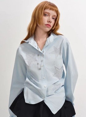 SOFITTE 25AW秋季新款 蓝色星星烫钻铝丝造型长袖衬衫