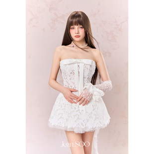 纯白花嫁甜美镂空绣花重工蓬蓬抹胸裙 25SS Jean SOO
