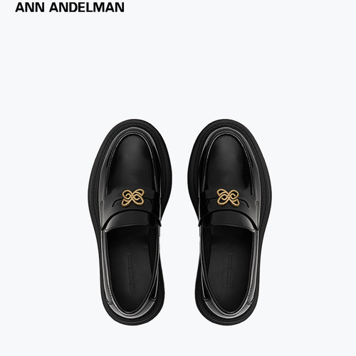 【折】ANN ANDELMAN 松糕鞋乐福鞋女羊皮厚底黑皮鞋