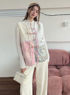 NOT FOR US 2SSS秋冬新款白色羽毛钻国风 针织上衣阔腿裤马甲