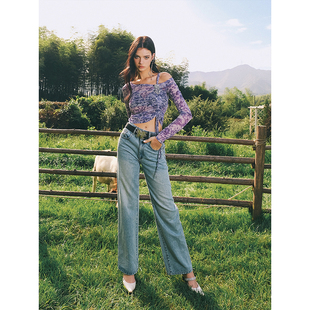 阔腿牛仔裤 叛逆甜心直筒裤 MasionWester新品 通勤简约减龄 折