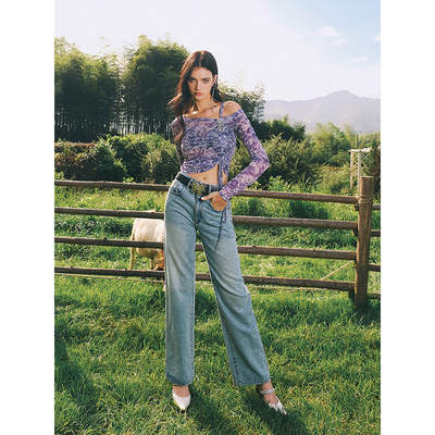 【折】MasionWester新品叛逆甜心直筒裤阔腿牛仔裤通勤简约减龄