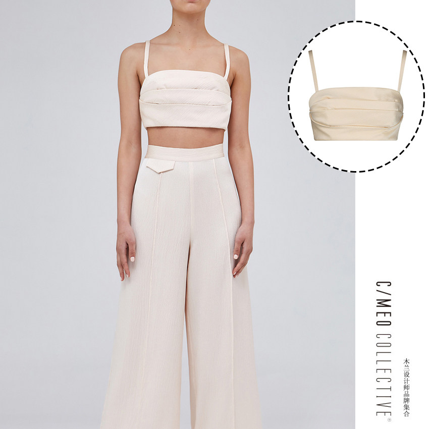 【s】c/meo 2jss春时尚女士吊带褶皱抹胸上衣百搭