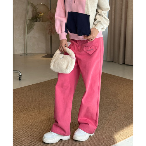 4折福利 NOMANOMAN爱心翻盖裤子 SJYP2J拼色时尚连帽卫衣