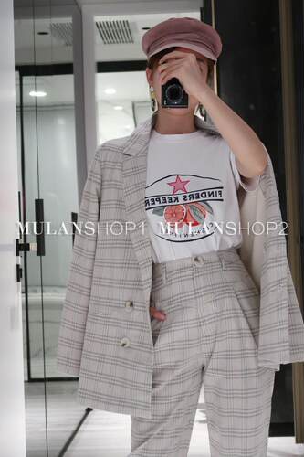 【折】THE FIFTH新款格纹西服款长袖V领上衣外套