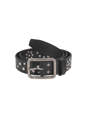 Three Quarters 25SS小众设计感黑色头层牛皮铆钉真皮皮带