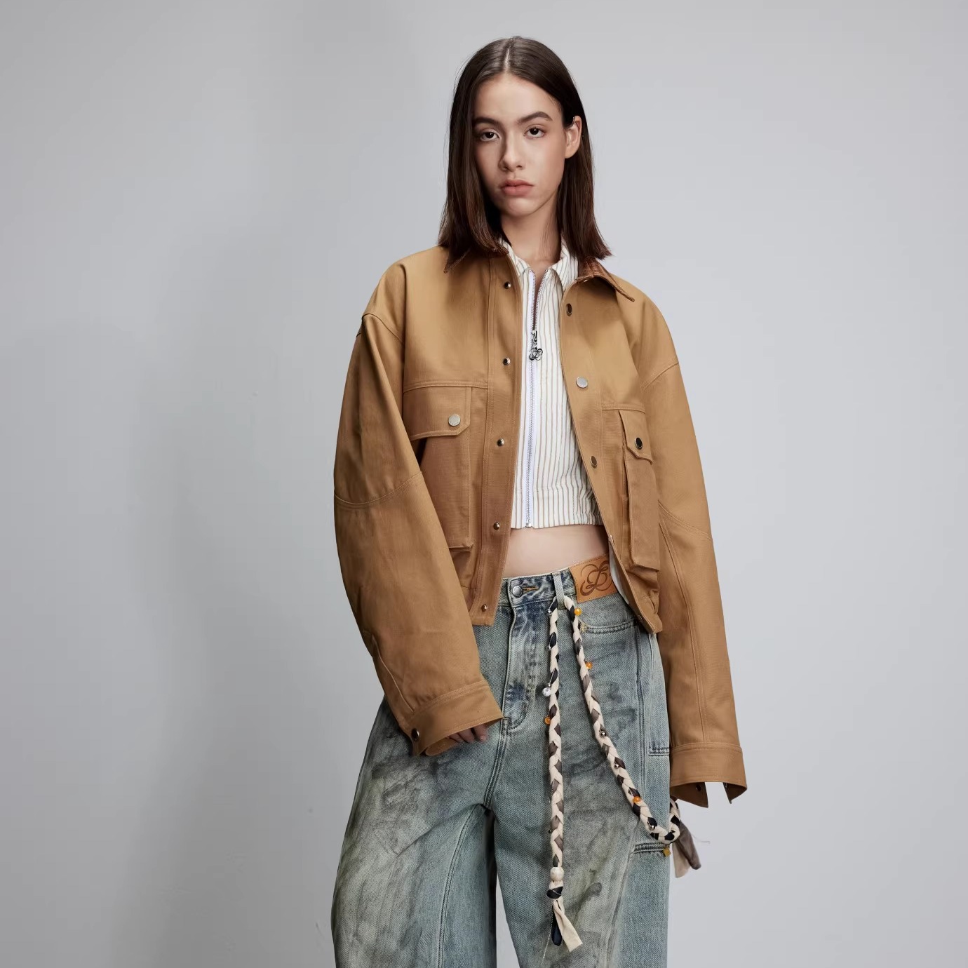 JAC FLEURANT 25AW 灰色马海毛花边开衫